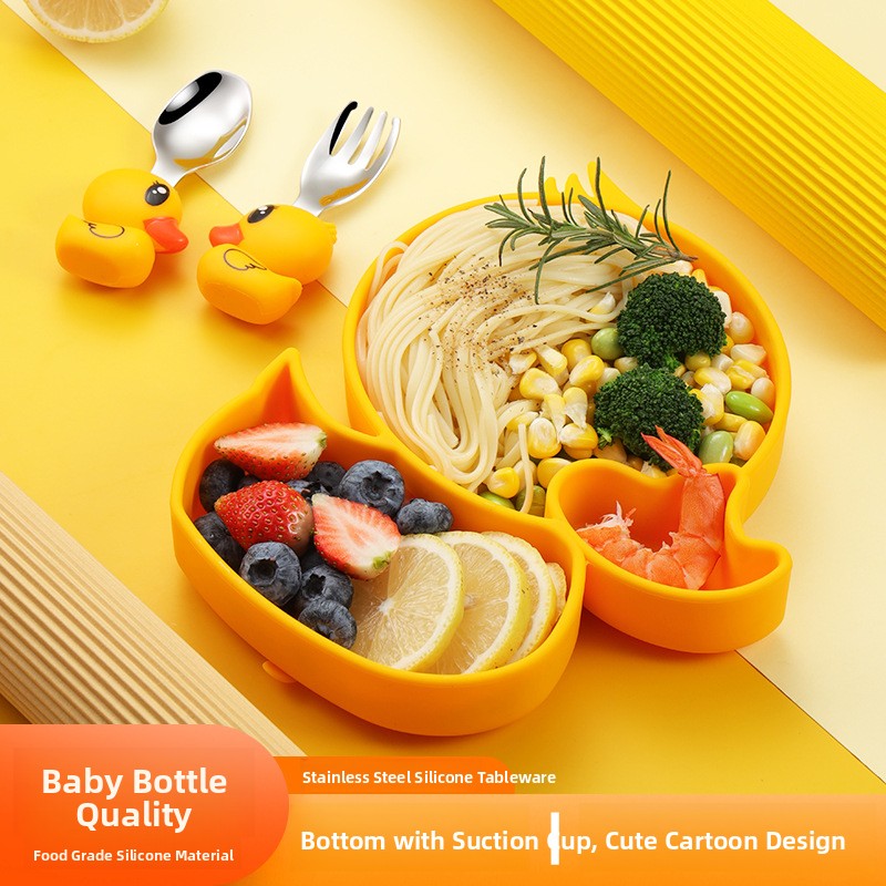 Baby Food Yellow - Set Peralatan Makan Anak-anak Baja Tahan
