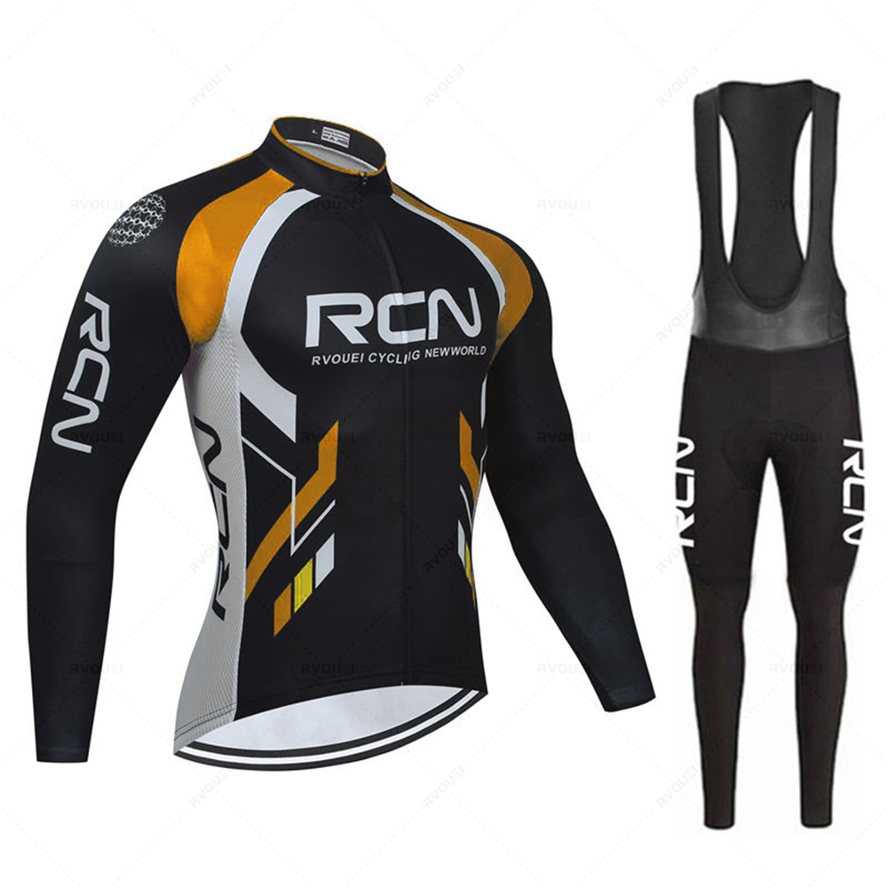 Bib Long Sleeve - Rvouei Set Jersey Bersepeda Lengan Panjang