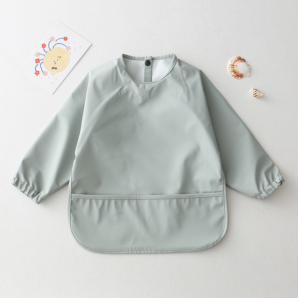 Celemek makan bayi warna polos - Bib Long Sleeve ulasan dan harga